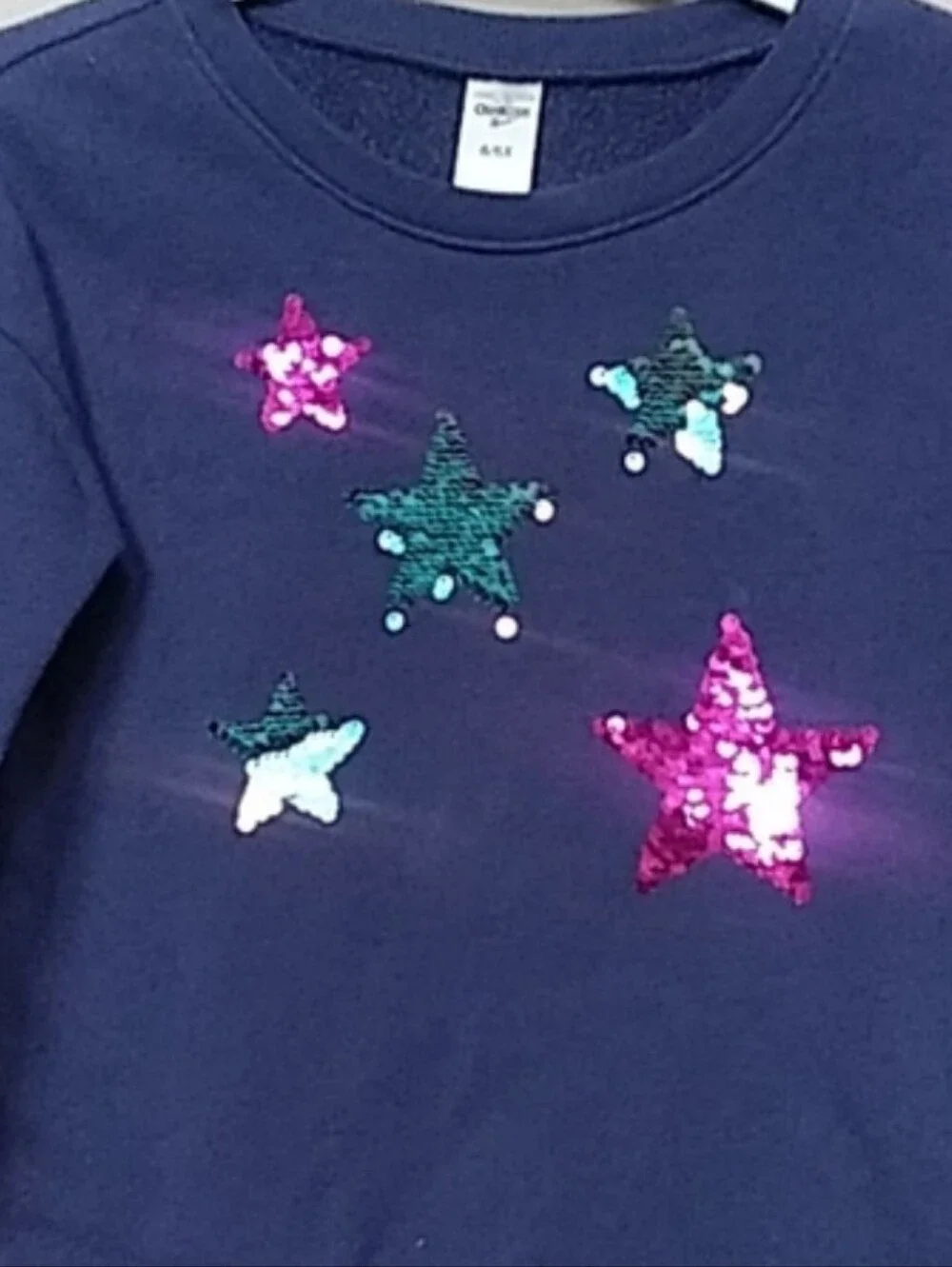 Oshkosh B'gosh Girls' Navy Sequin Star Sweatshirt